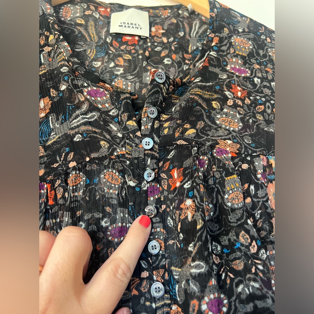 Black AMETISSAE Lurex Silk Top  ISABEL MARANT - Size 36 - Picture 9 of 15